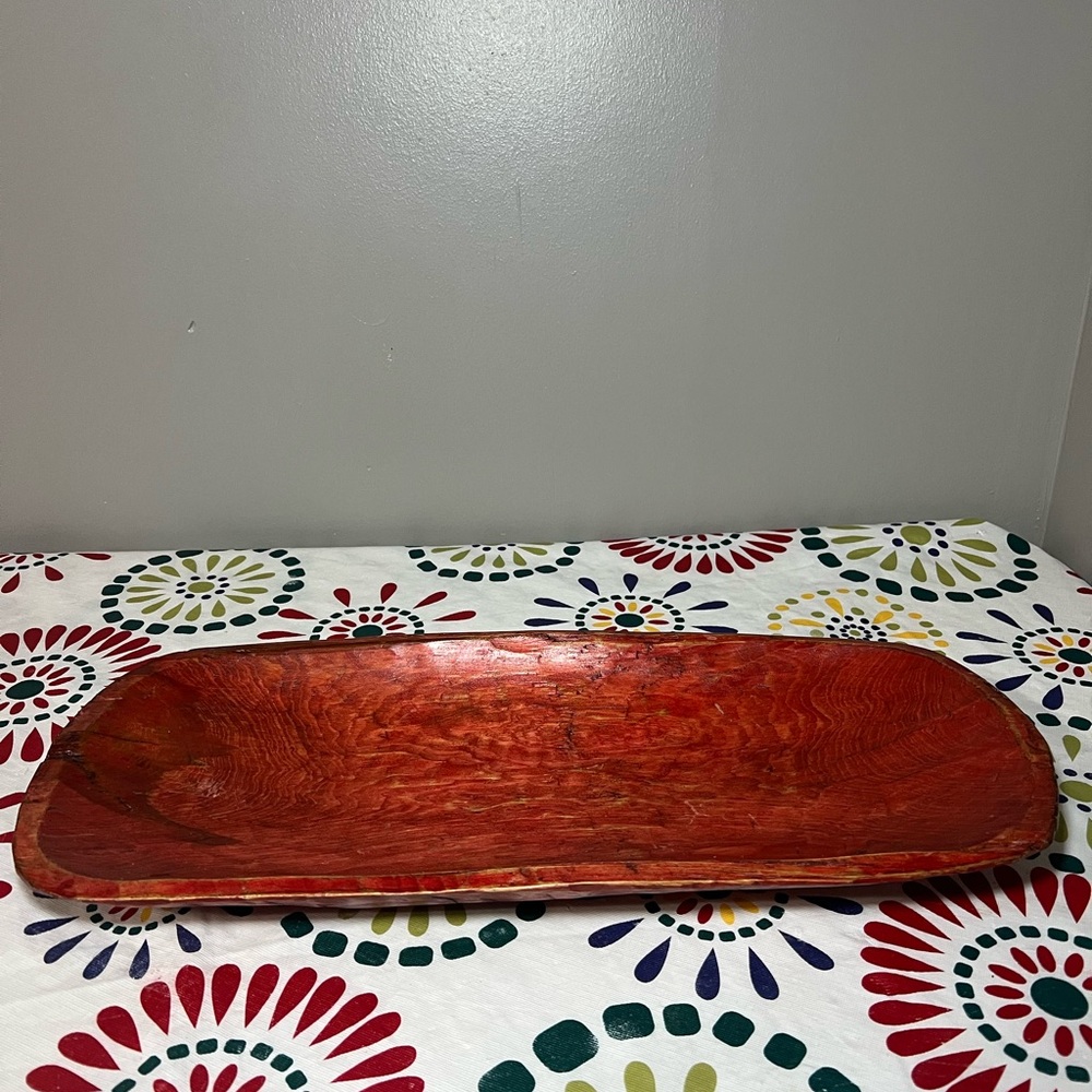 Red Wood Rectangle Farmhouse Dough Bowl